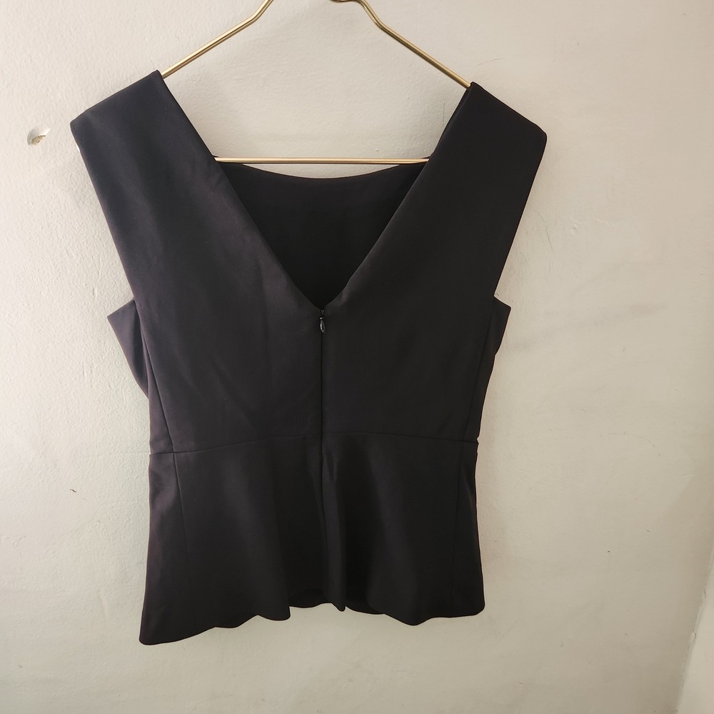 Mango MNG Premium Black Sleeveless V-Back Peplum Top Size XS - Picture 4 of 4